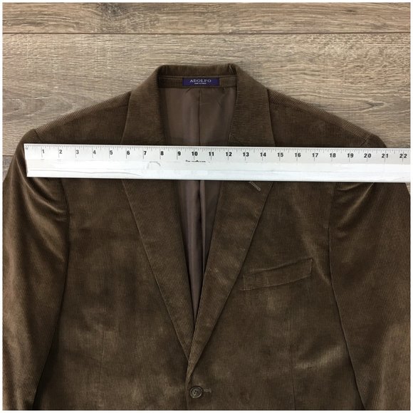 Adolfo Mens Blazer Sport Coat Two Button Casual Jacket Size 44R Corduroy Suits‎ - Picture 9 of 13